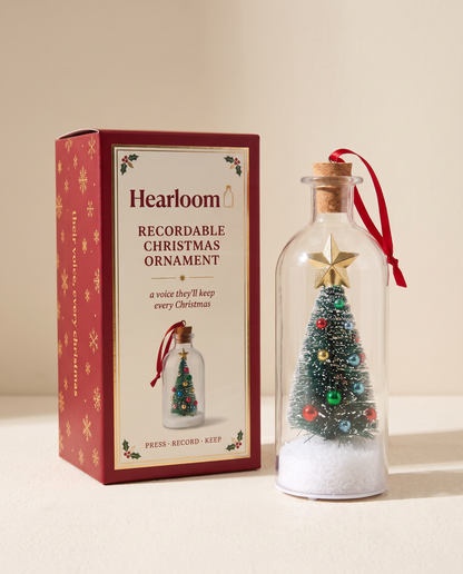 Hearloom recordable Christmas ornament with green tree and gift box