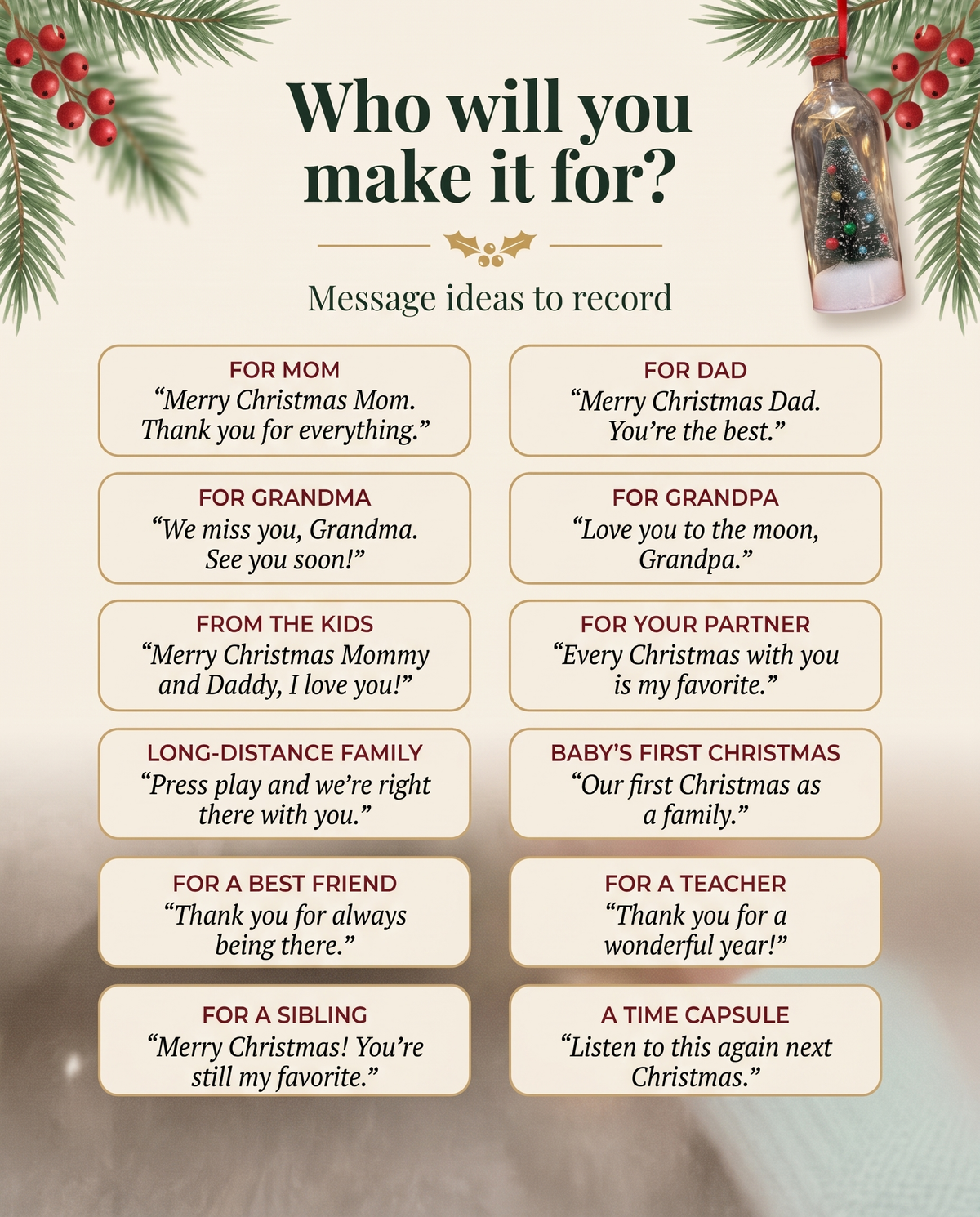 Message ideas to record